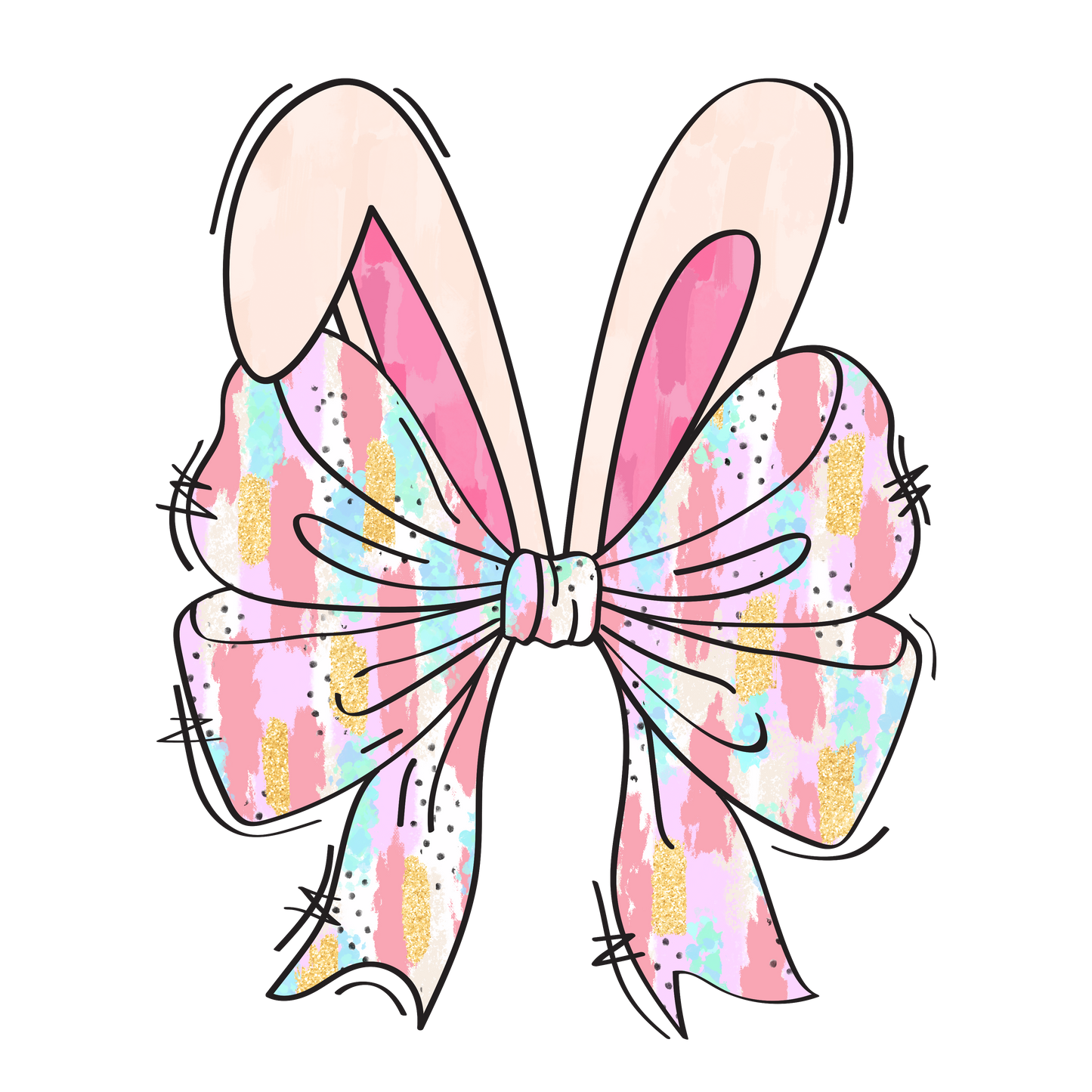 Watercolor Bunny ears bow dtf transfer