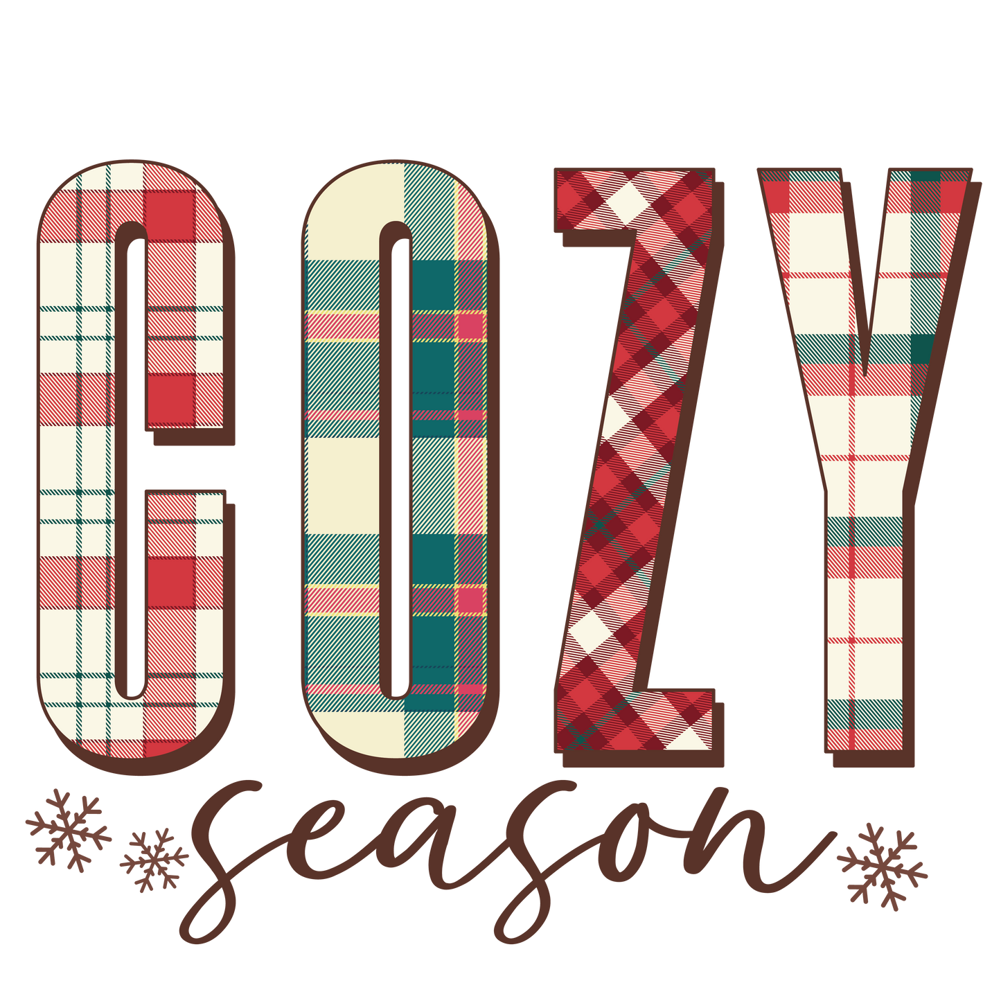 Cozy Season plaid/brown DTF Transfer - Hur&Co.