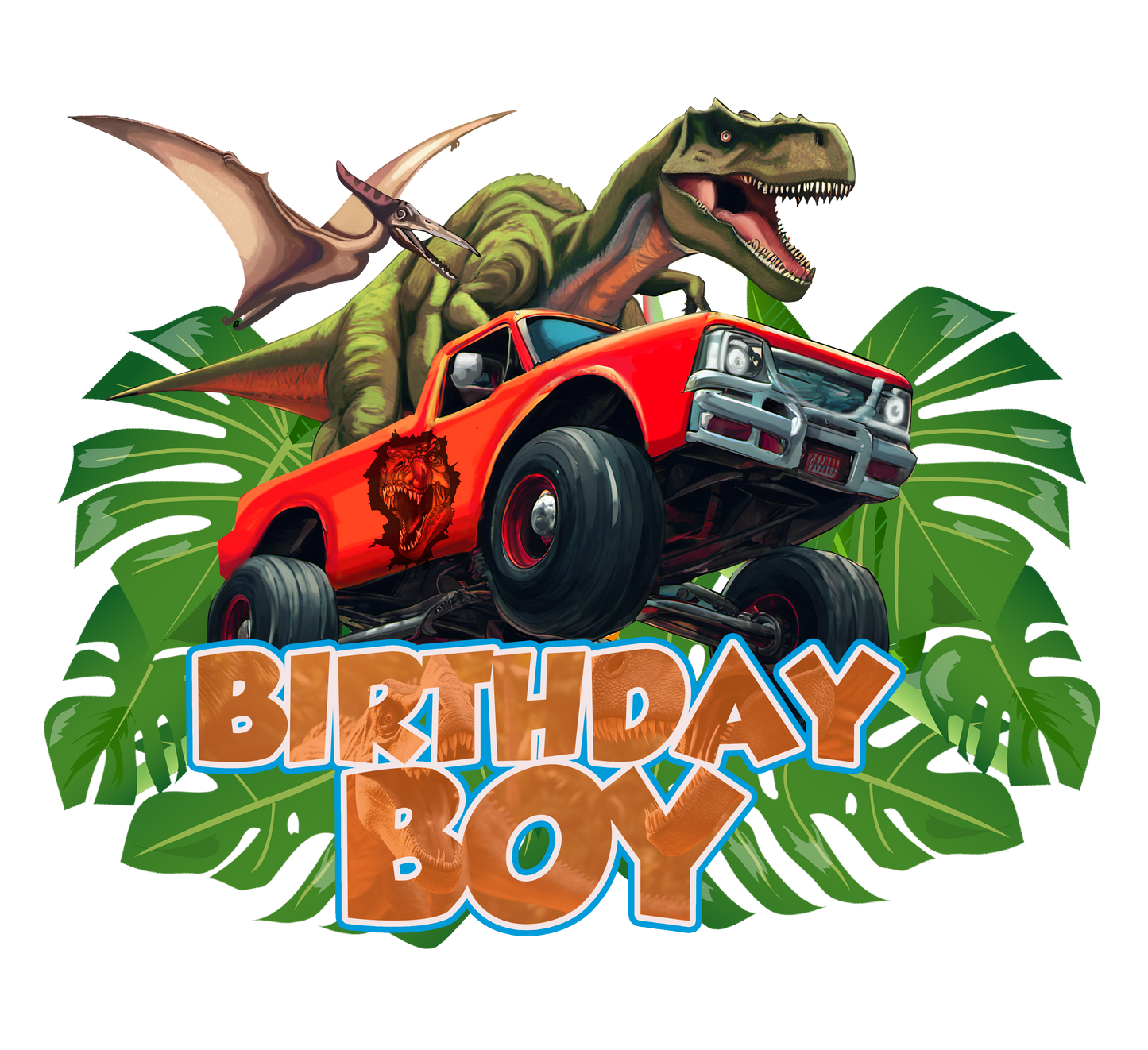 Bday boy dino dtf transfer