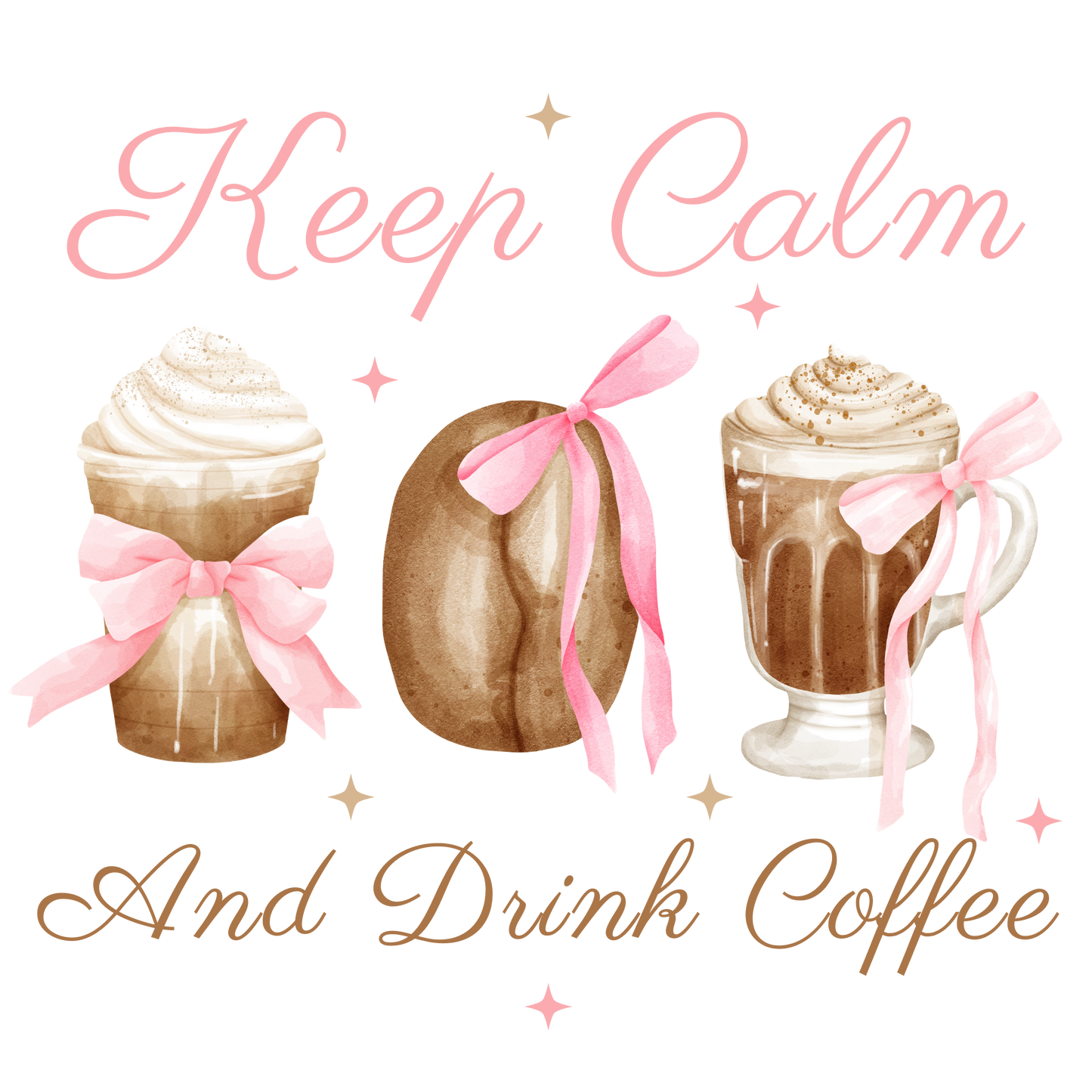 Keep Calm Coffee Bow Dtf transfer
