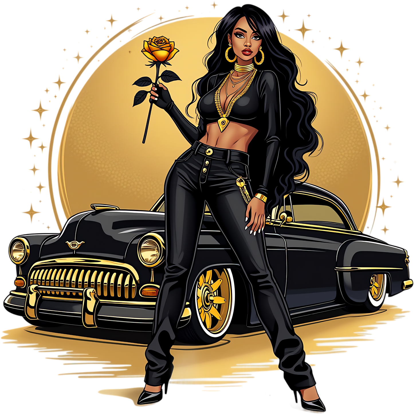 lowrider queen dtf transfer
