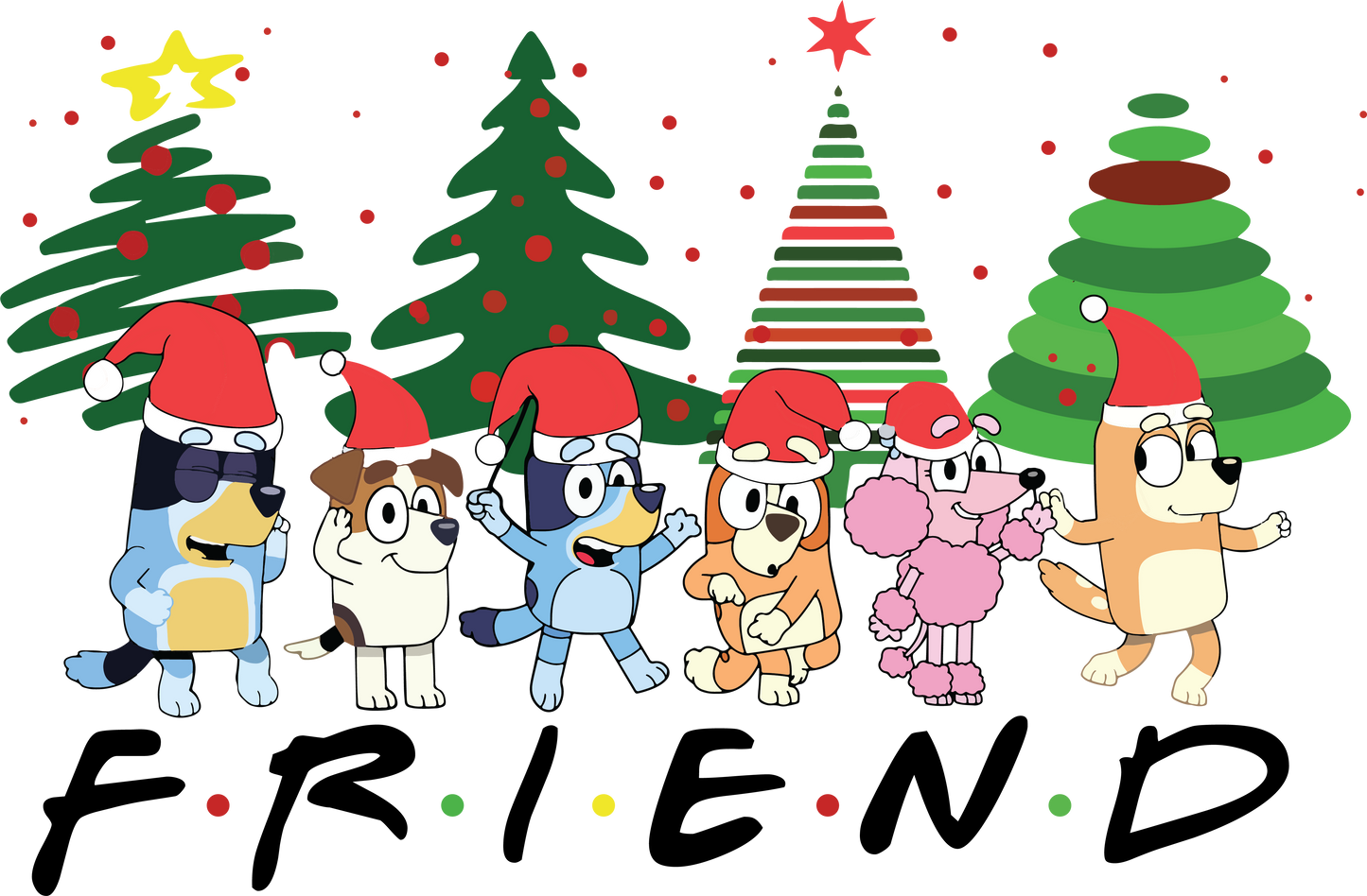 bluey friends christmas DTF Transfer