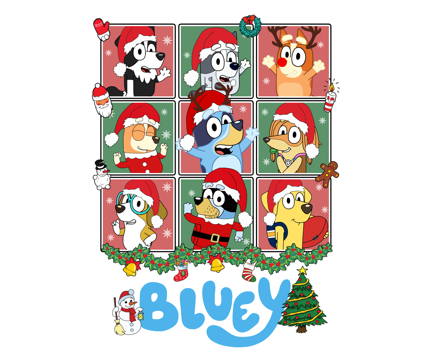 Bluey Christmas DTF Transfer