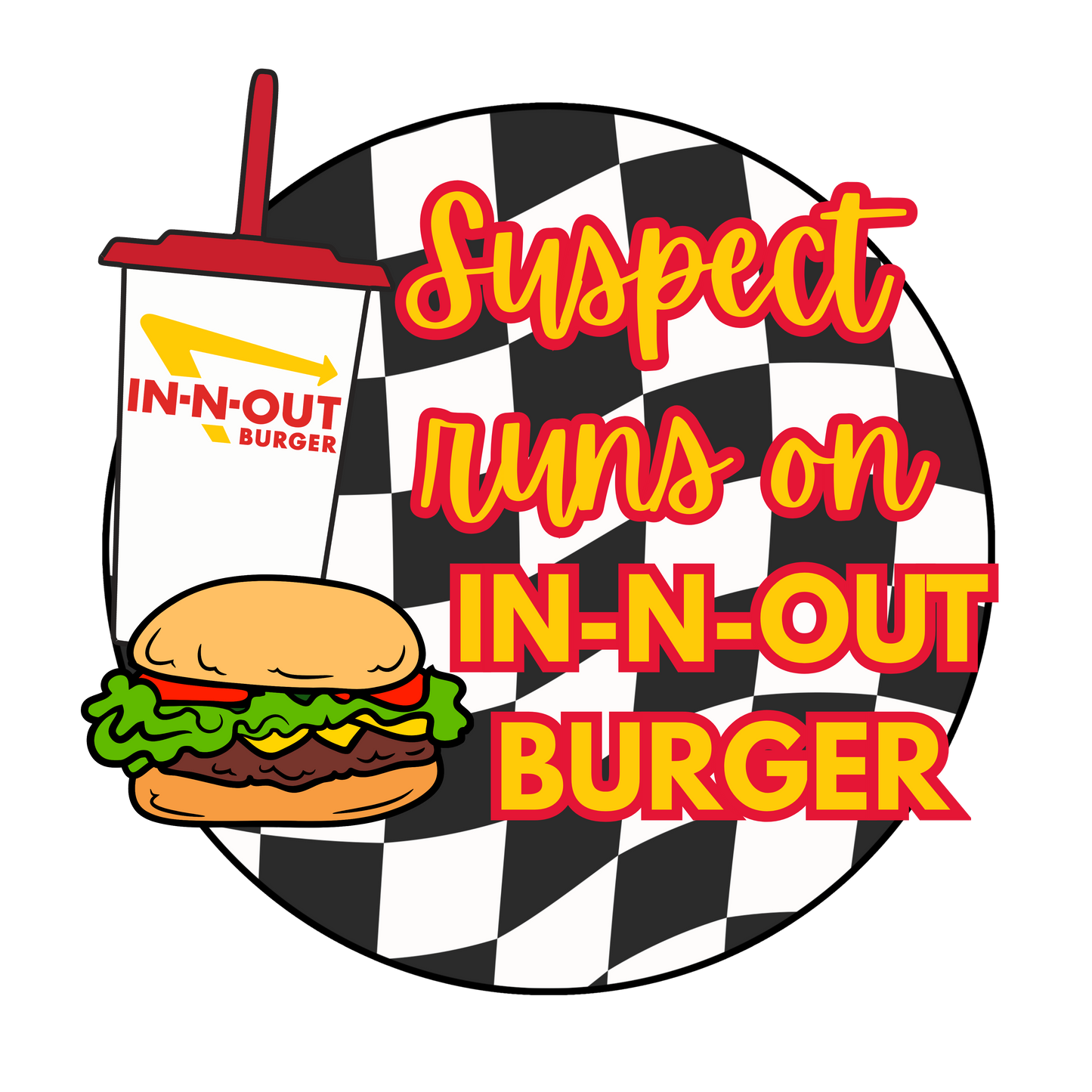Suspect runs on In N Out burger dtf transfer
