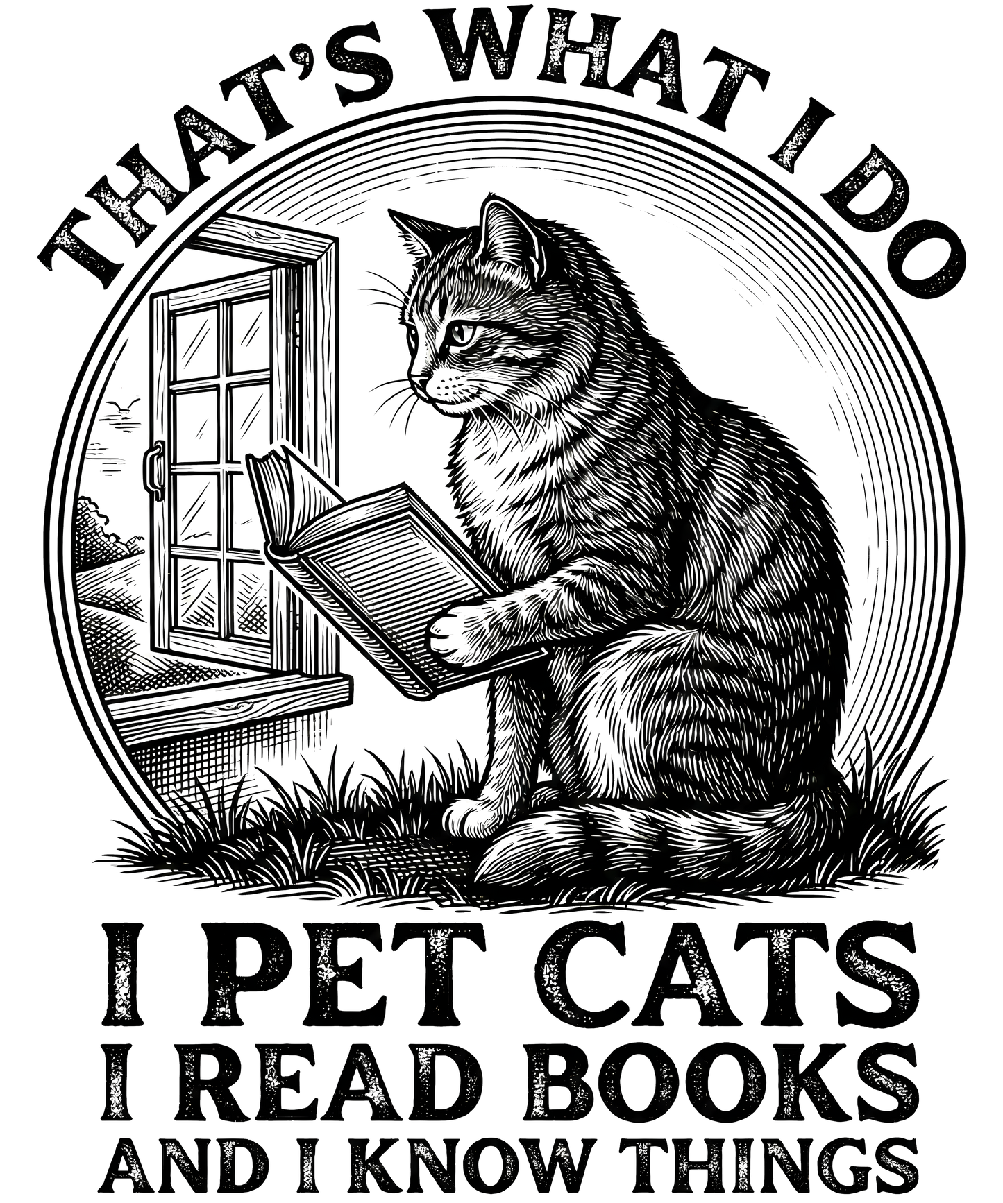 I pet cats I read books dtf transfer