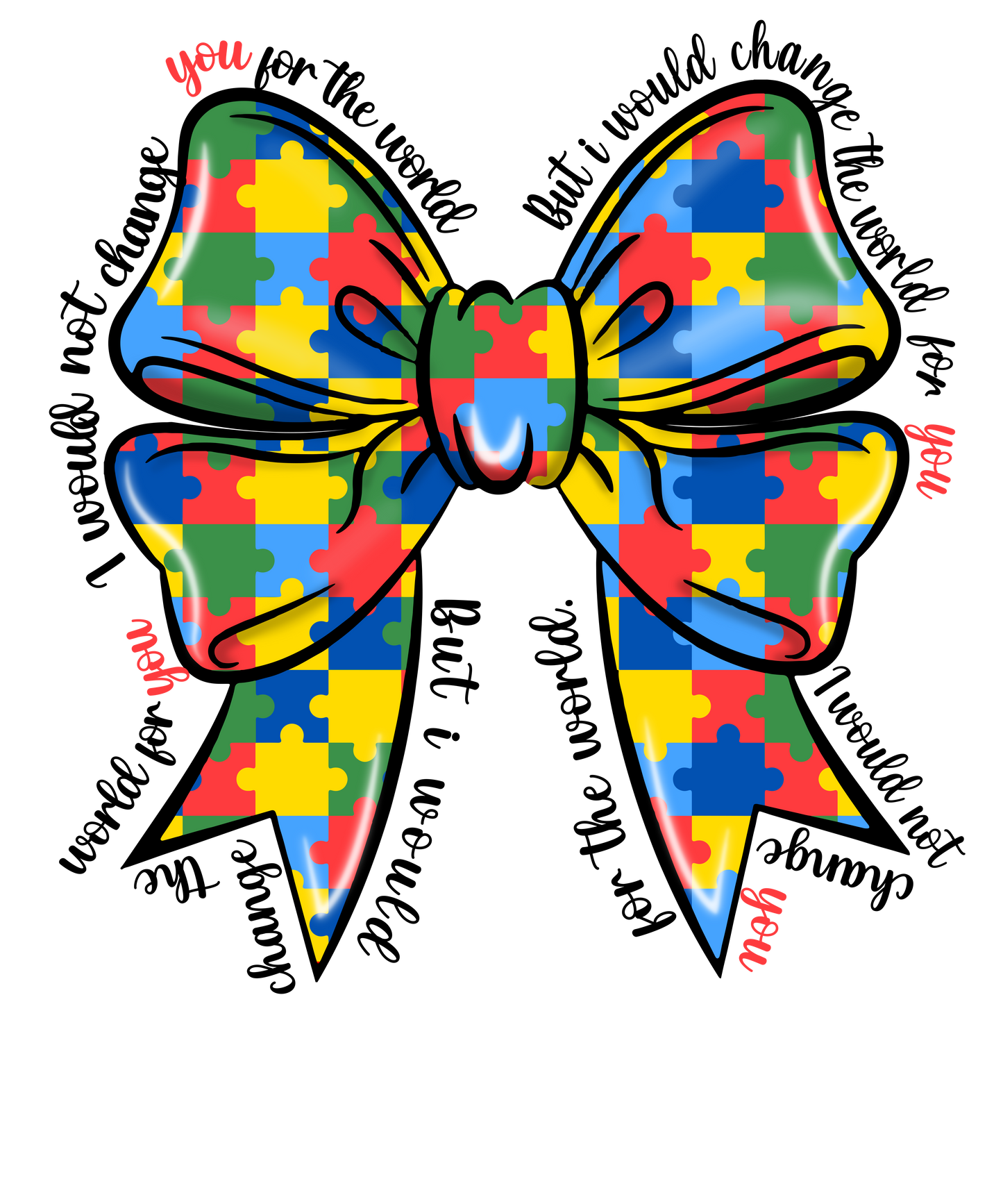 Autism Bow Dtf transfer