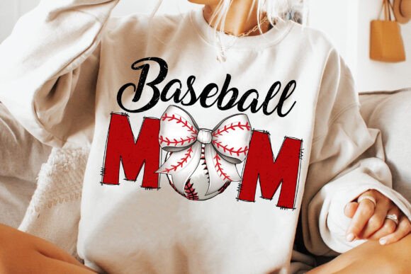Baseball Mom with bow red