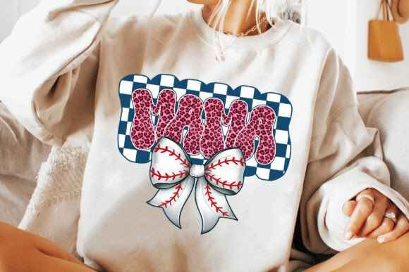 Baseball Mama retro with bow