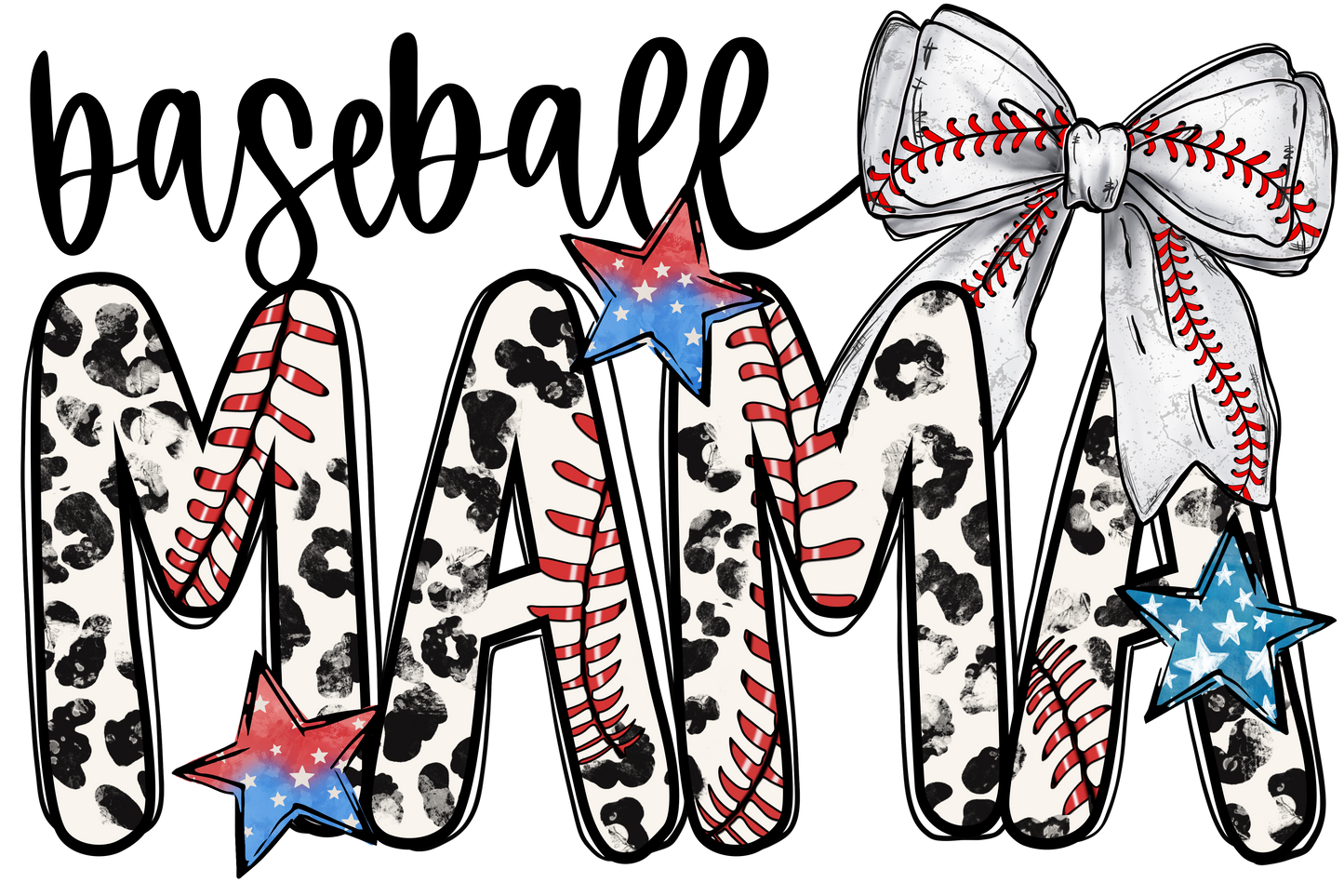 Baseball Bow Mama Stars - Hur&Co.