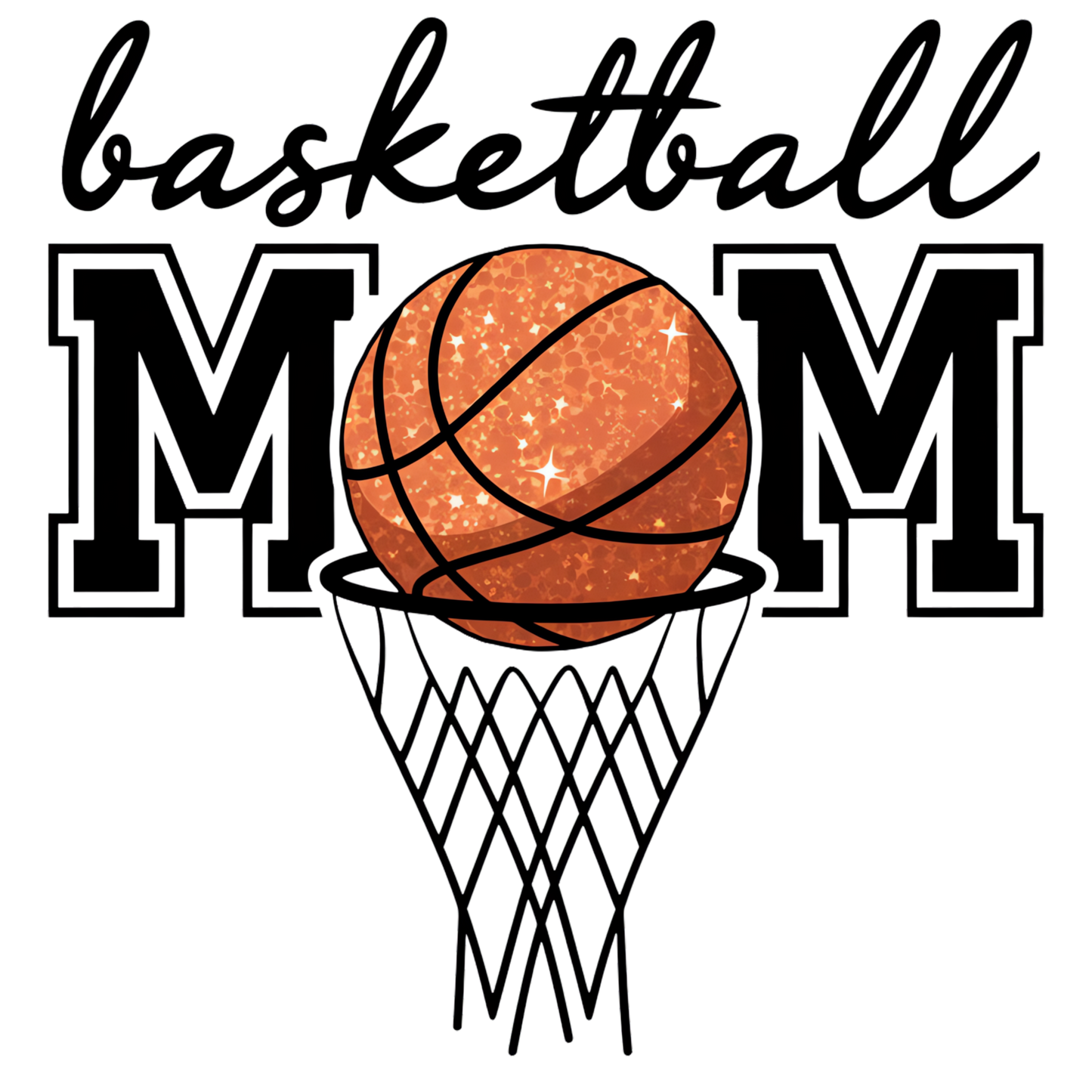 basketball mom glitter faux dtf transfer