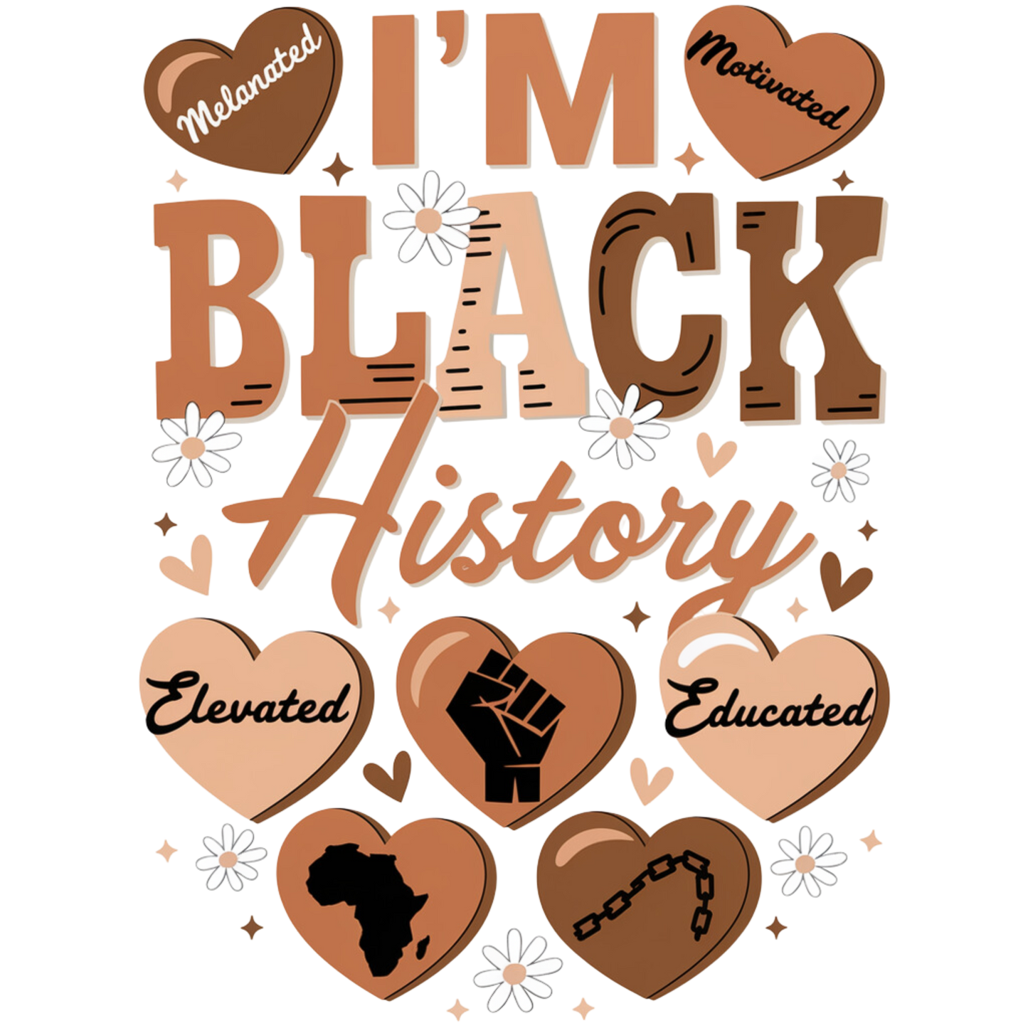 im black history hearts dtf transfer