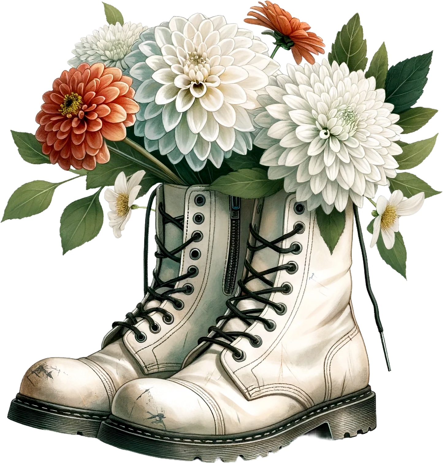 Boots and flowers dtf transfer