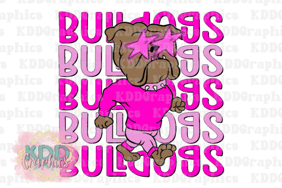 Stacked Pink bulldogs Mascot