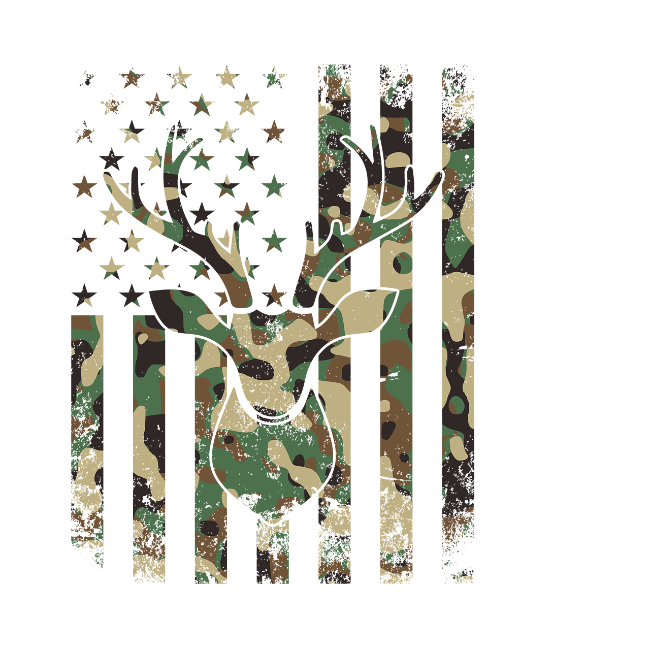 Camo deer flag dtf Transfer