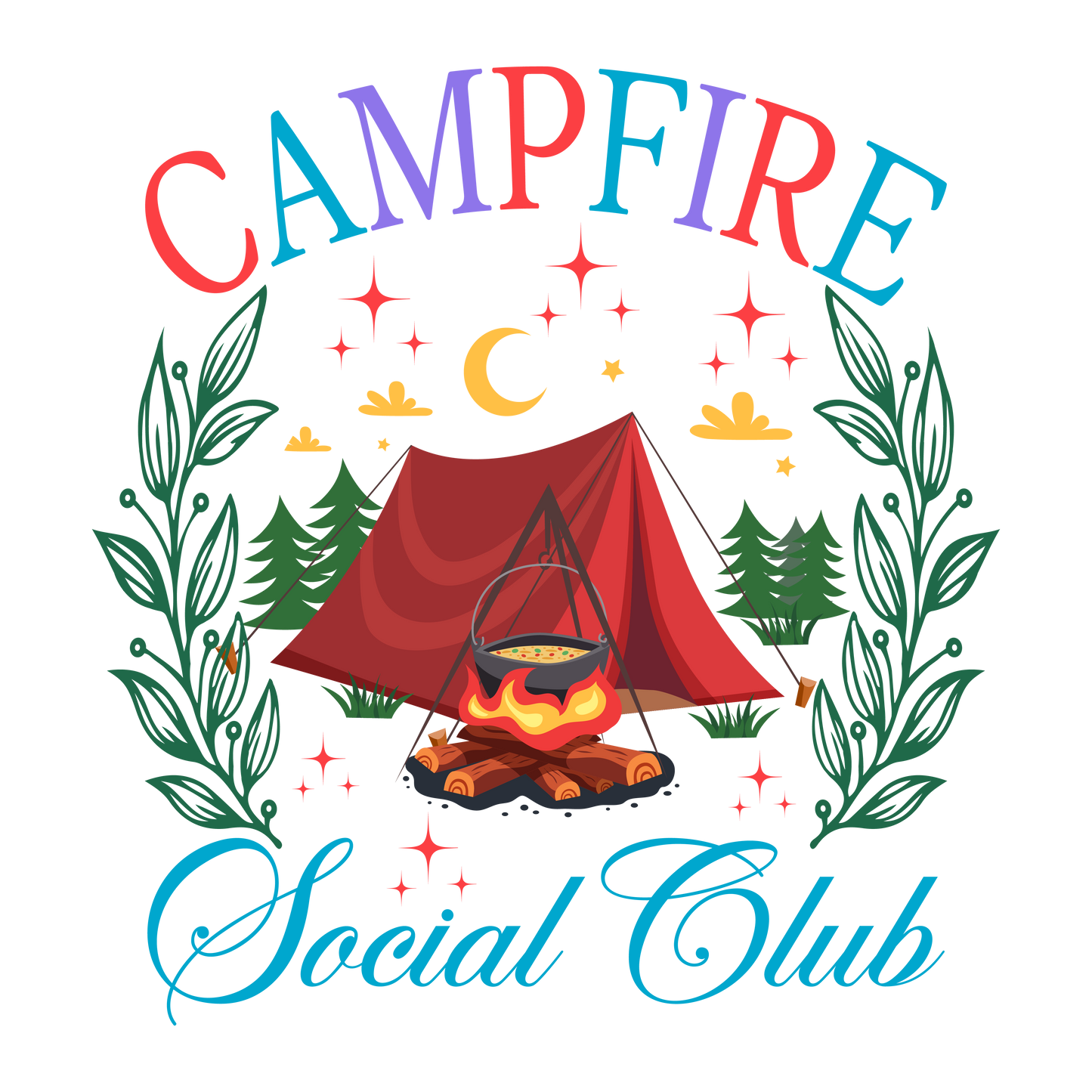 Camping social club dtf transfer