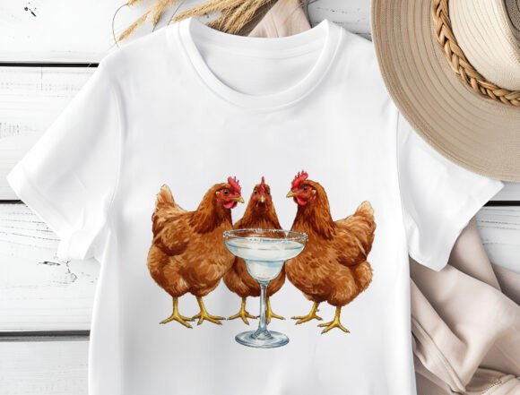 Chickens drinking dtf transfer