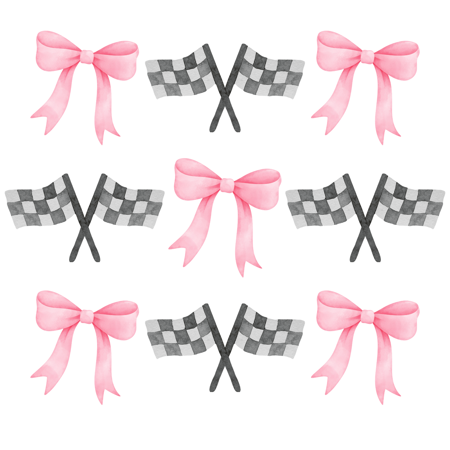 Race flag & bows dtf transfer