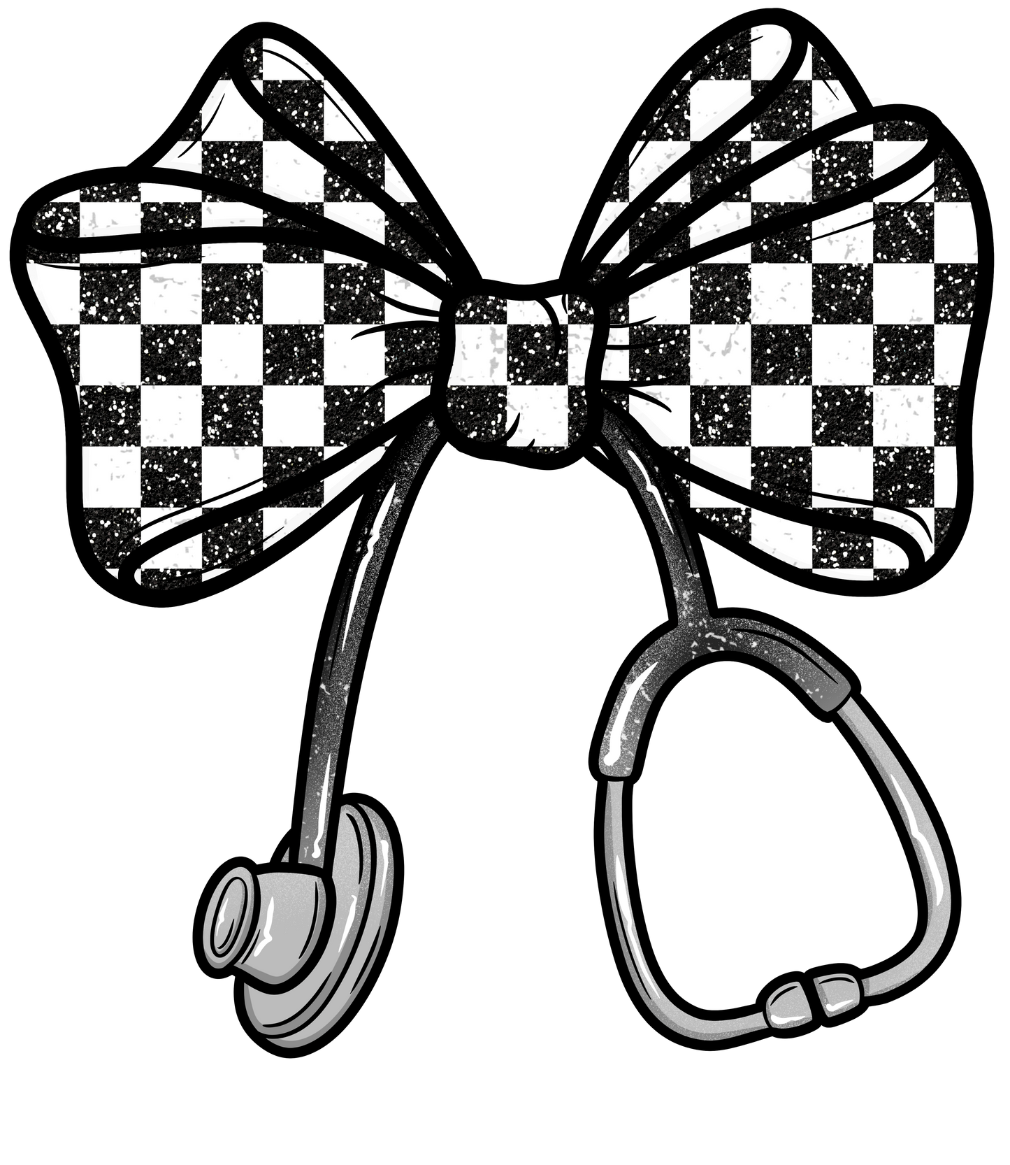 Coquette bow nurse black dtf transfer