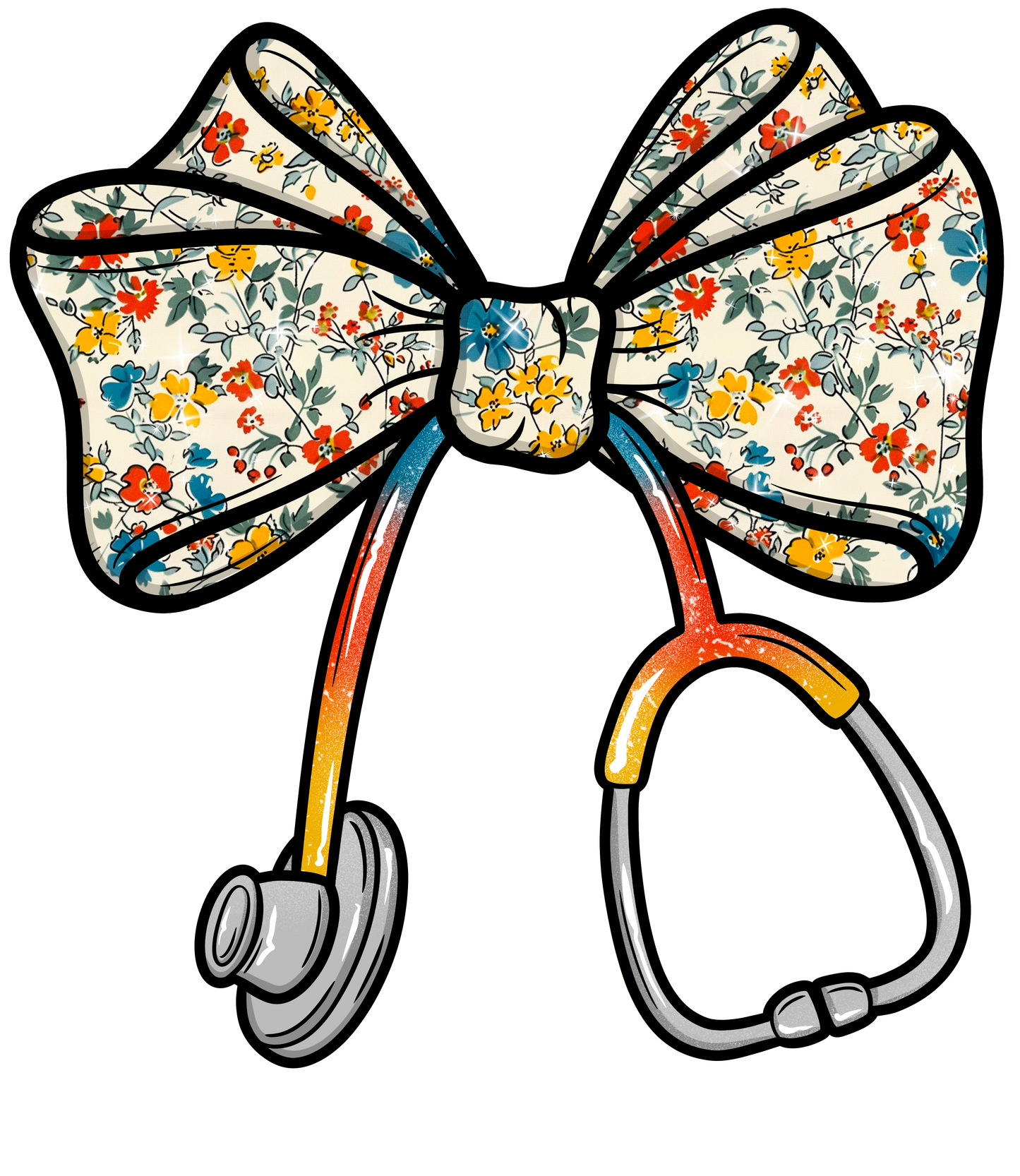Coquette bow nurse floral dtf transfer