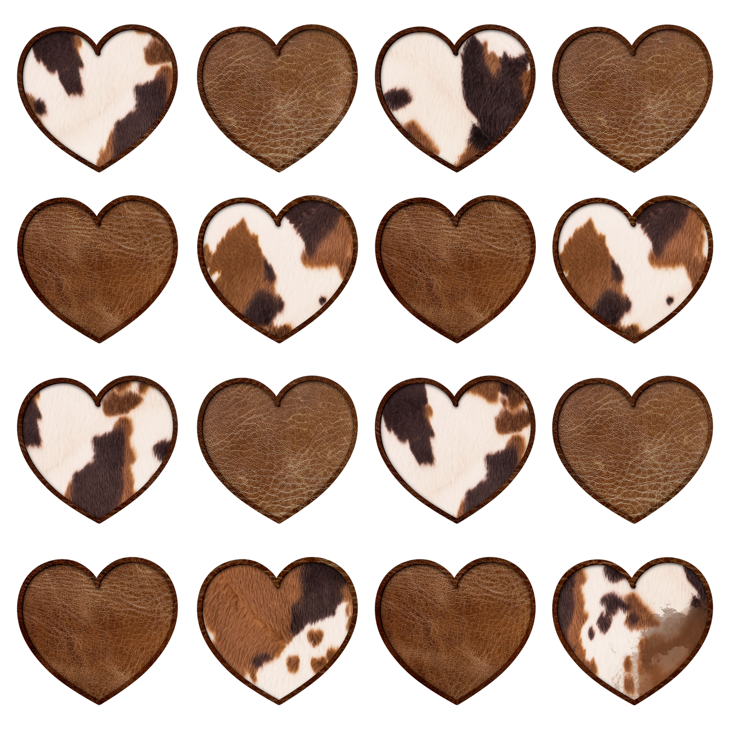 Cowhide hearts dtf transfer