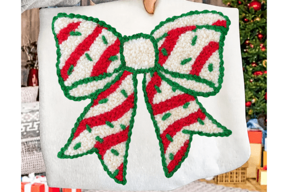 Faux yarn Christmas color bow - Hur&Co.