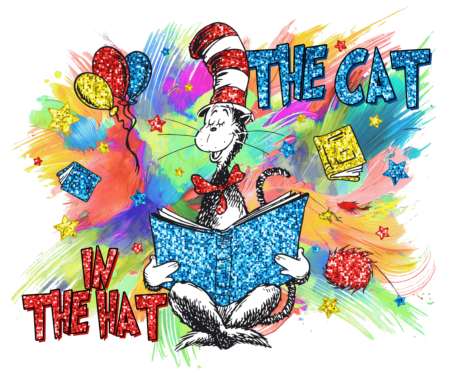 Faux Glitter The Cat in the hat