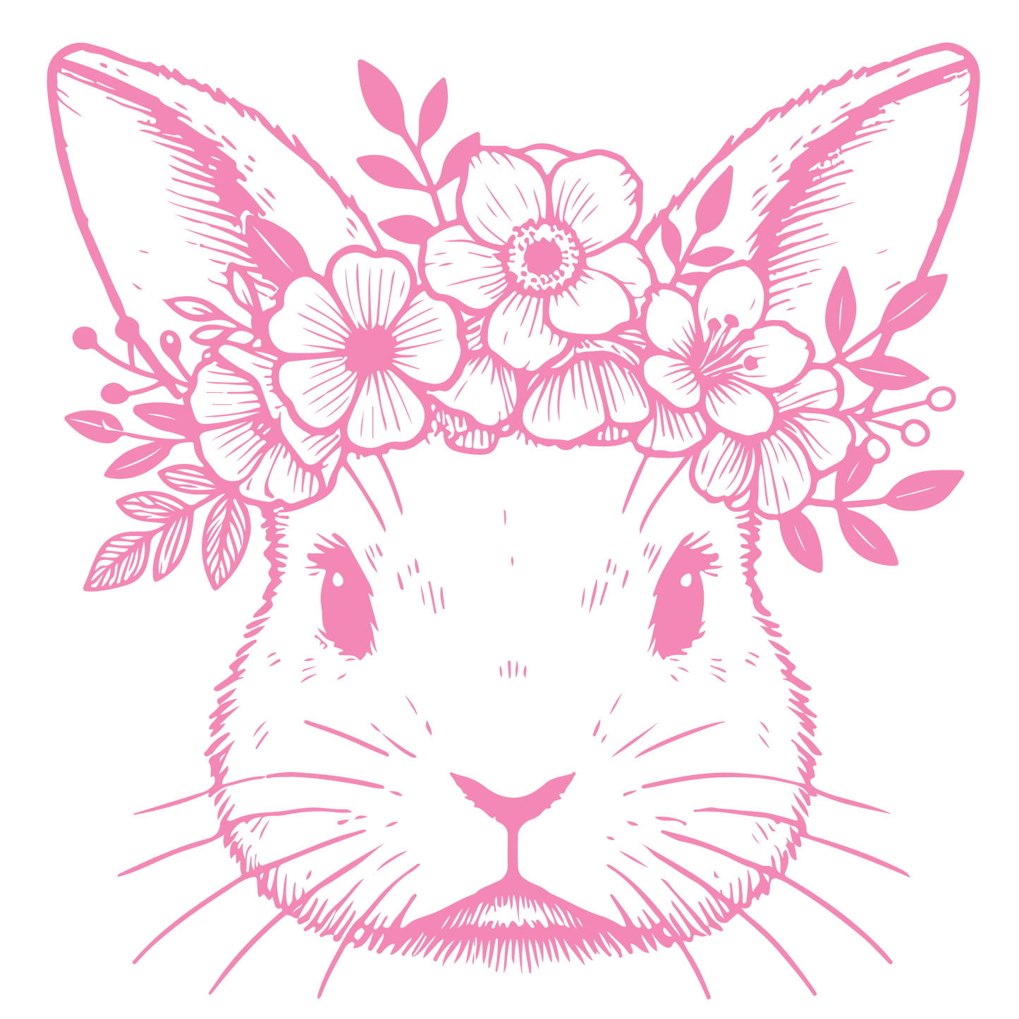 Pink Bunny Head dtf transfer