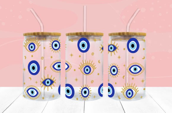 Libbey 16oz Cup UV Evil Eye Nazar