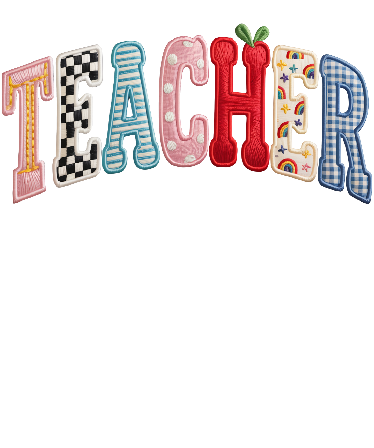 Teacher faux patch dtf transfer
