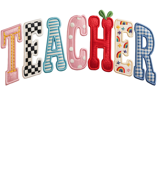 Teacher faux patch dtf transfer