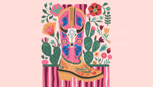 Watercolor boot western - Hur&Co.