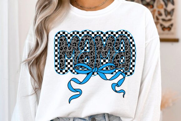 Glitter black and blue coquette mama