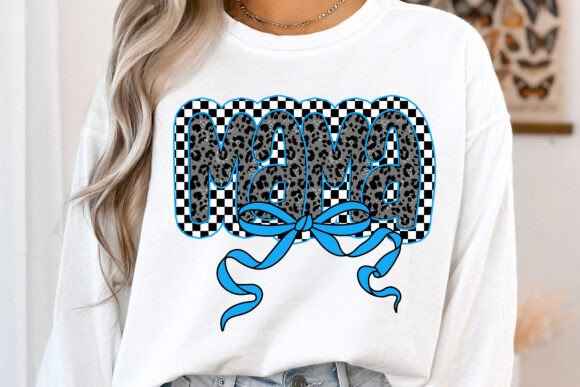 Glitter black and blue coquette mama