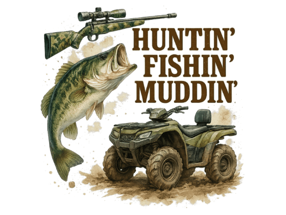 Huntin fishin muddin dtf transfer