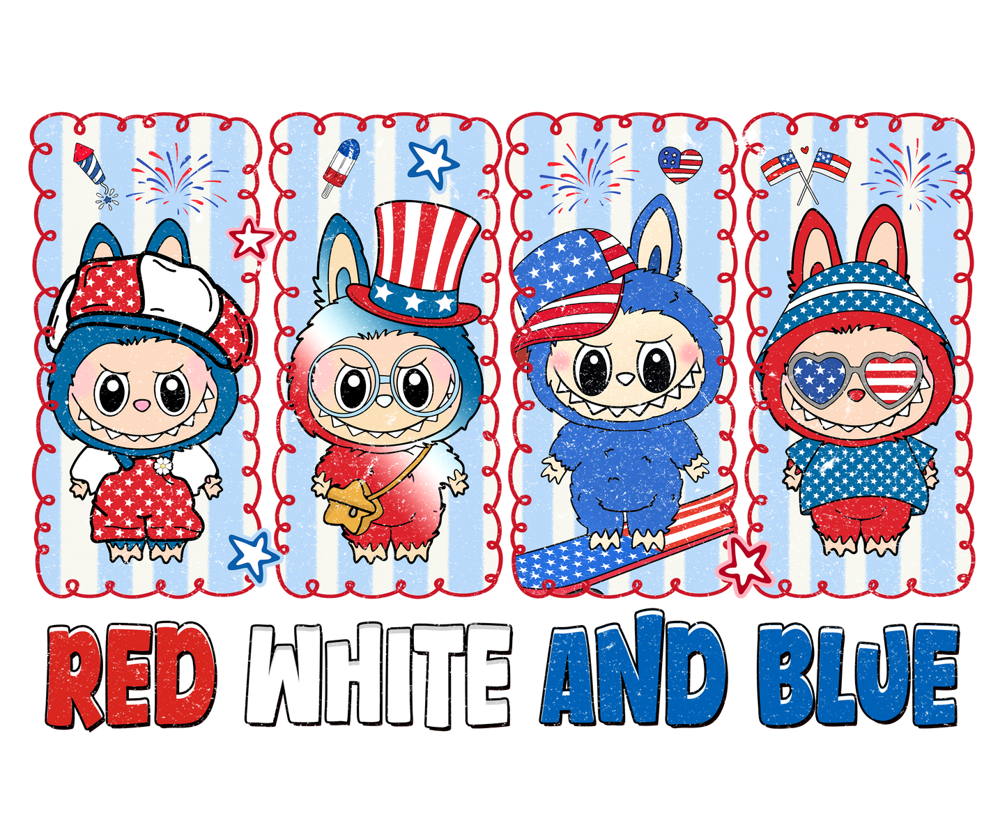 Labubu red white & blue