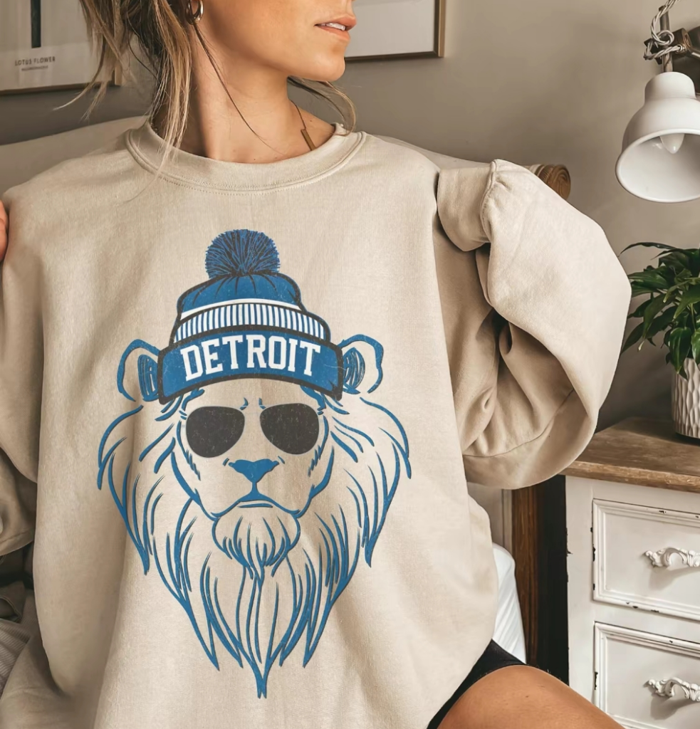 Lions snow hat dtf transfer