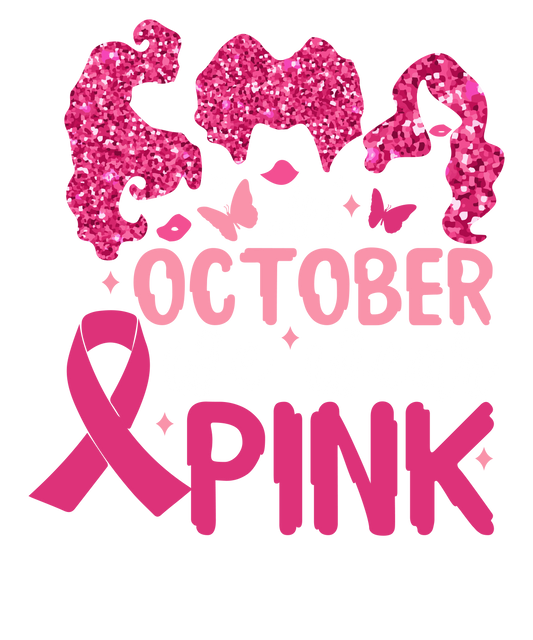 In October we wear pink Hocus Pocus faux glitter