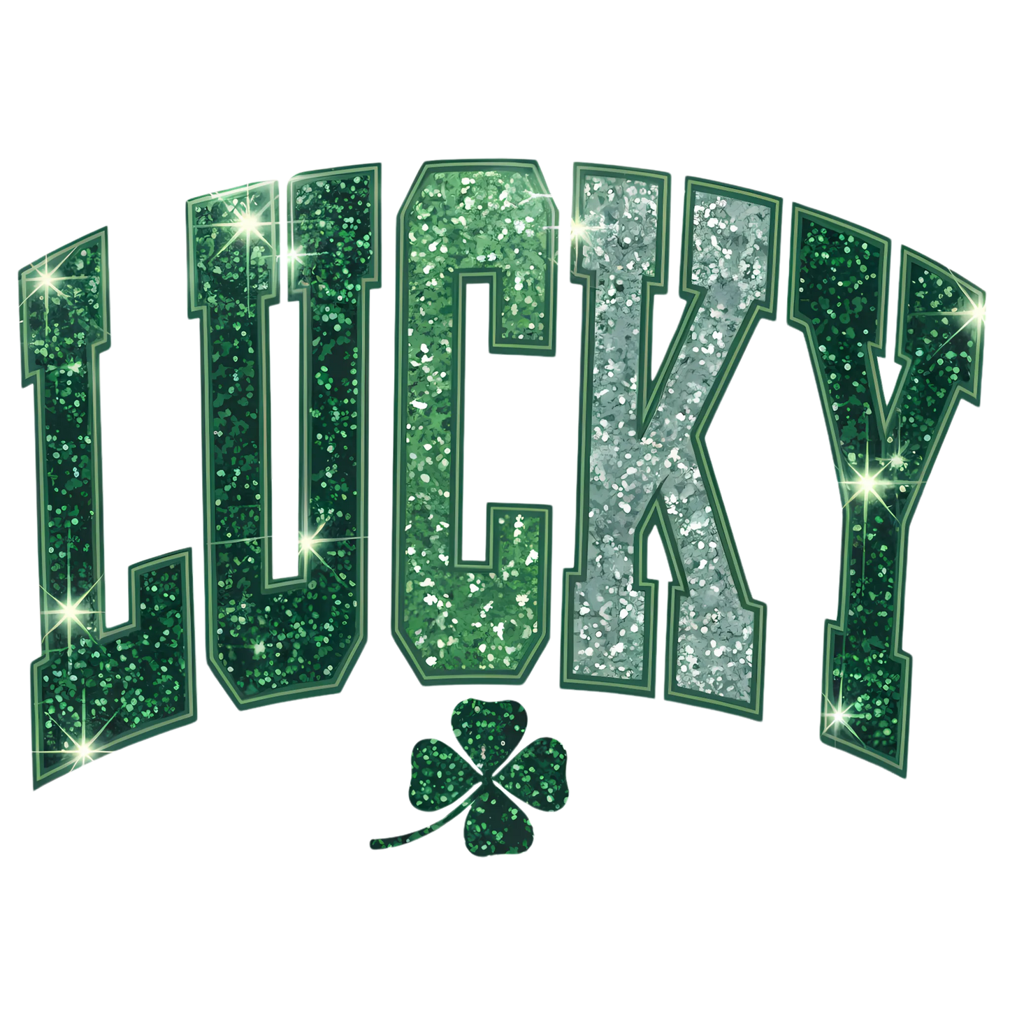 lucky faux glitter dtf transfer