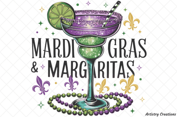 Mardi Gras margaritas dtf transfer