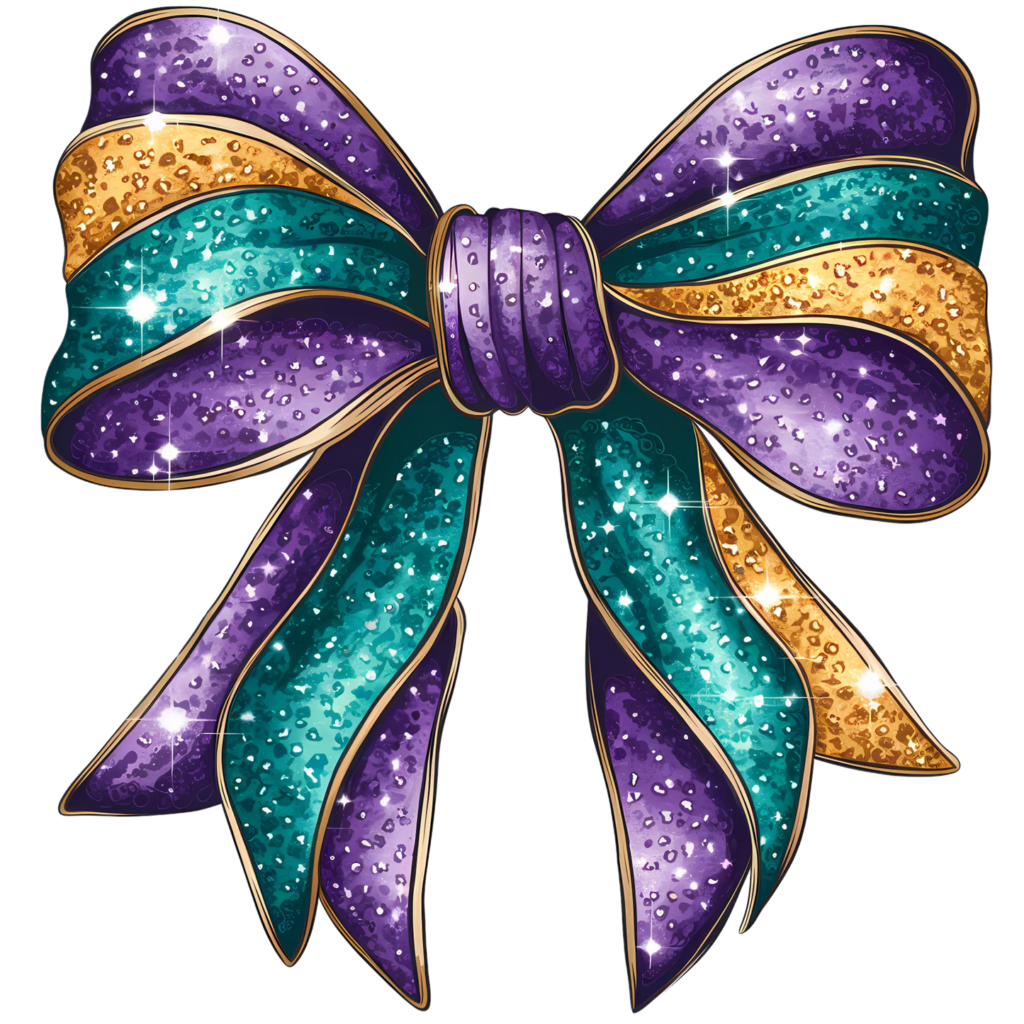 Faux Glitter Mardi Gras Bow Dtf transfer