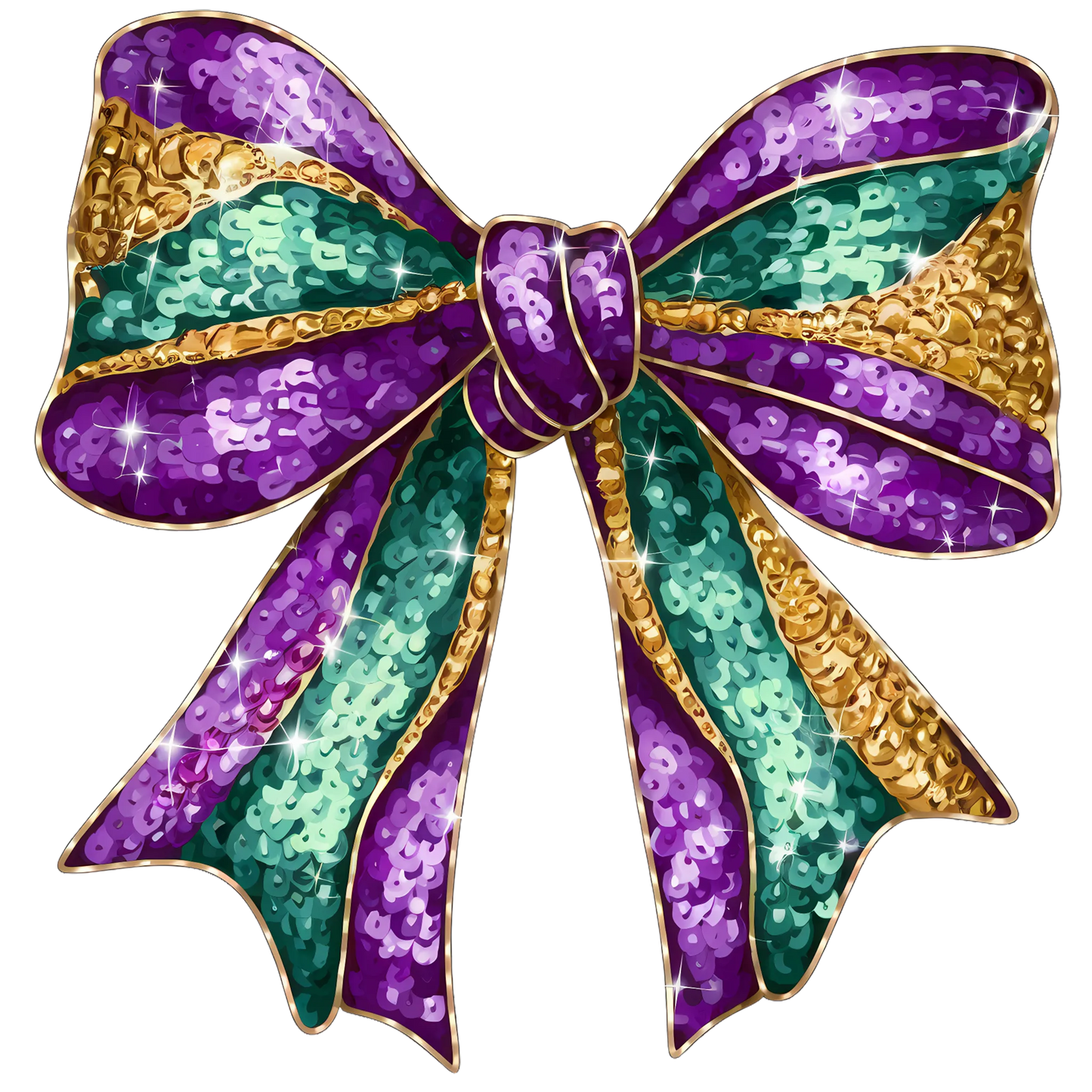 mardi gras faux sequin bow dtf transfer
