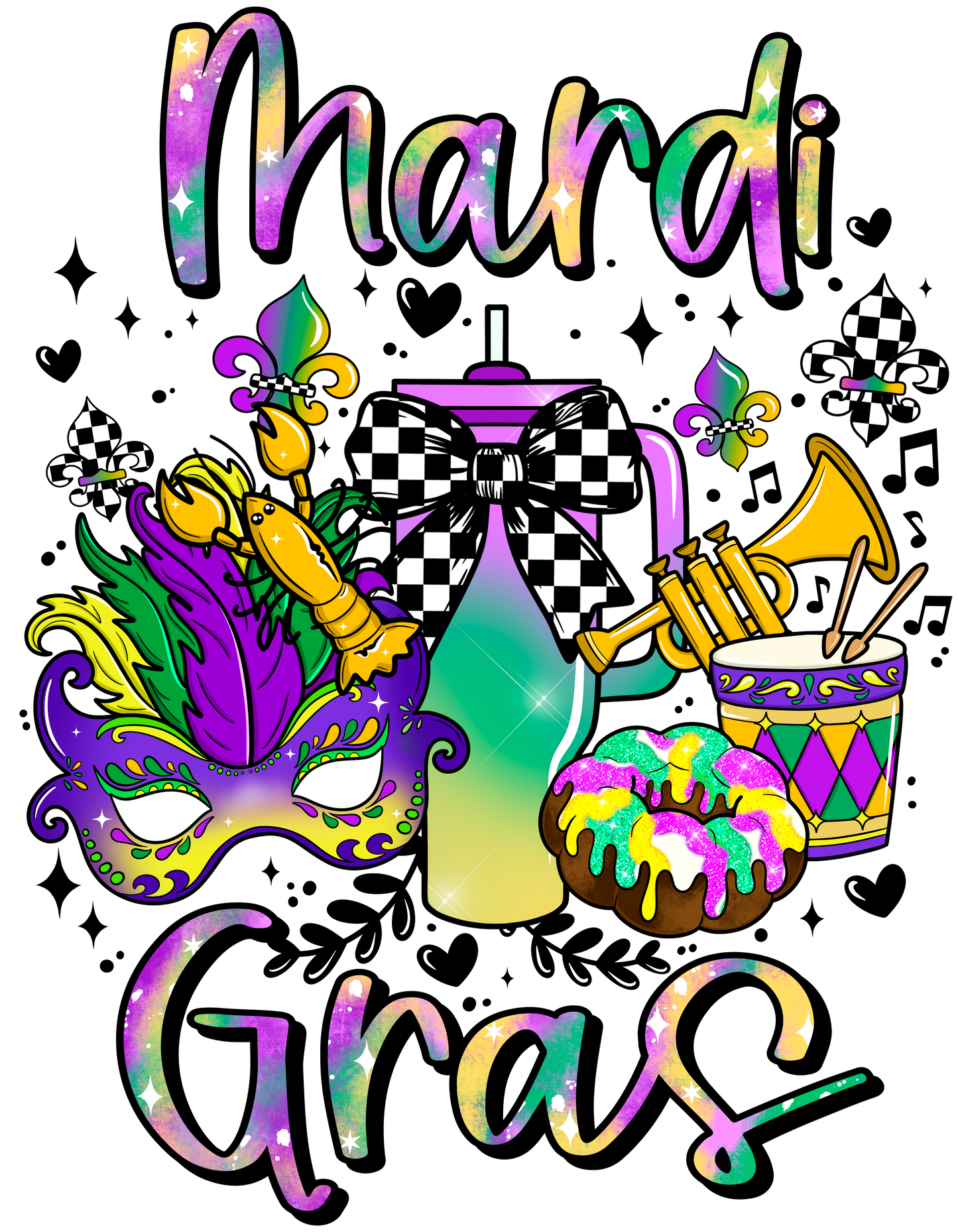Mardi Gras fun dtf transfer