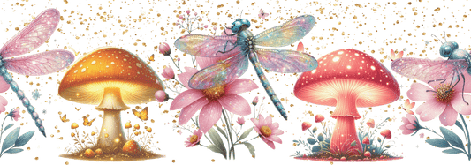 Libbey 16oz Cup UV floral dragonfly