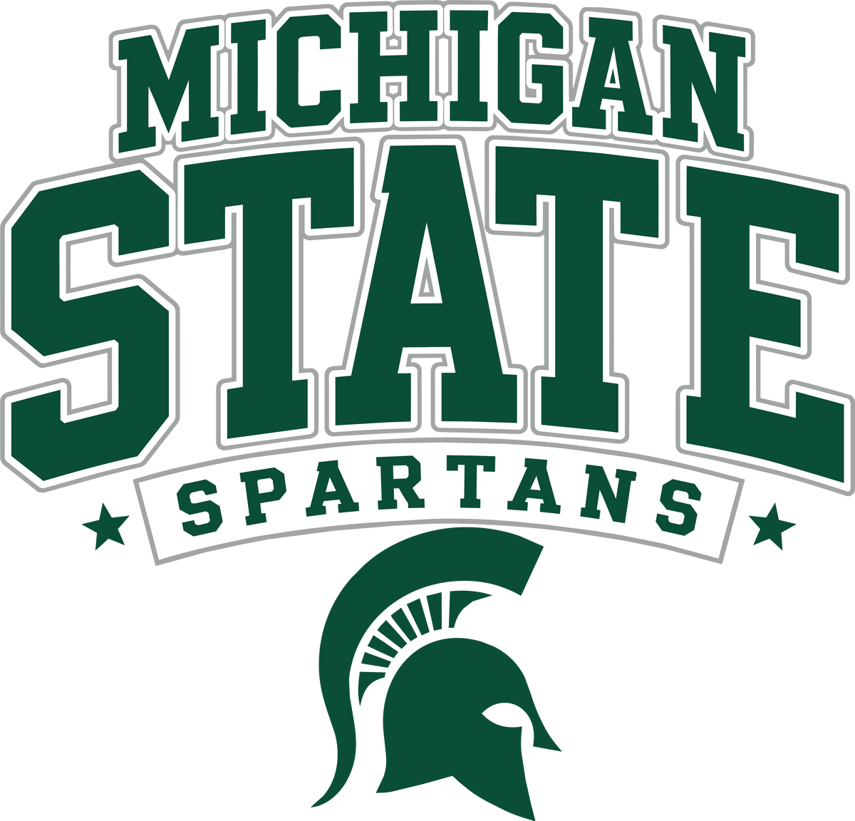 Michigan State White outline Dtf transfer