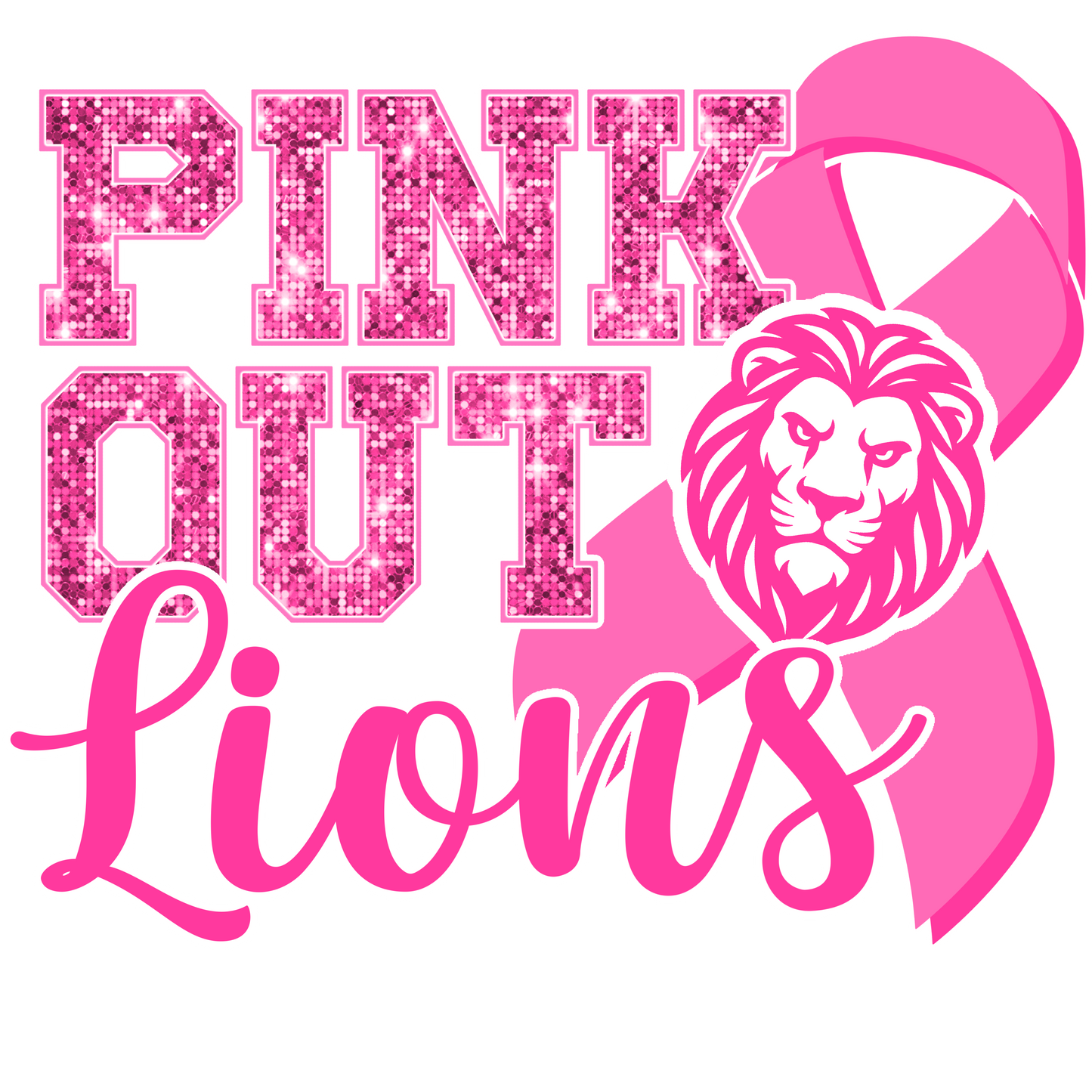 Pink out lions with bow