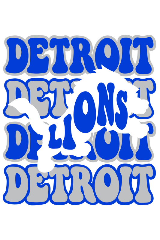 Wavy det lions dtf transfer