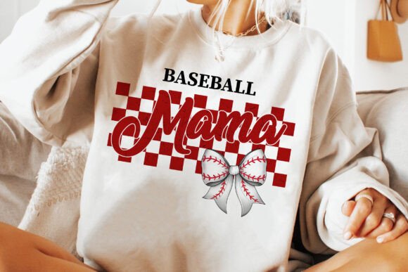 Checkered Baseball mama with bow