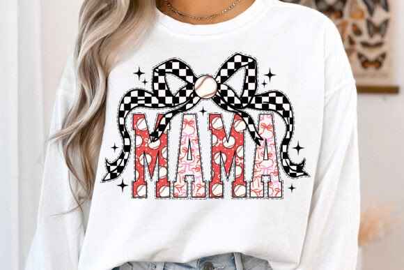 Retro baseball Mama with coquette bow