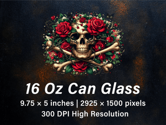 Rose Skull 16oz Tumbler UV DTF Wrap