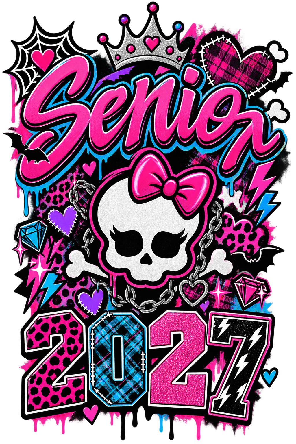 Skull Monster high Senior 2027 DTF transfer